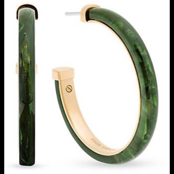 Michael Kors, gold tone and green jade hoops - Picture 1 of 3